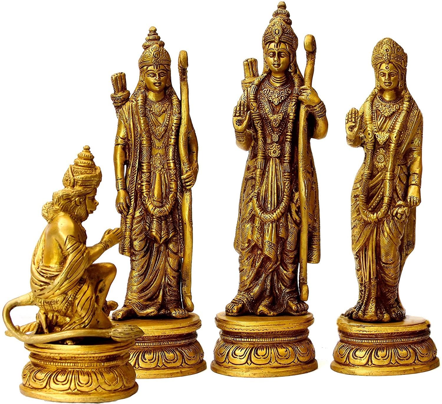 Brass ram Darbar Statue, Size : 9" Lord ram, Sita, Lakshman, Hanuman Idol for Home/showpiece, Golden